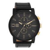 OOZOO Timepieces - Zwarte OOZOO horloge met zwarte leren band - C11212