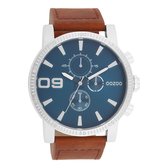 OOZOO Timepieces - Montre OOZOO argentée avec bracelet en cuir marron - C11210