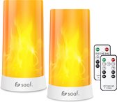 Lampes d'ambiance LED Saaf - 2 pièces - Télécommande incluse - Rechargeable - Éclairage de flamme pour salon, chambre à coucher, extérieur - Lumière chaude