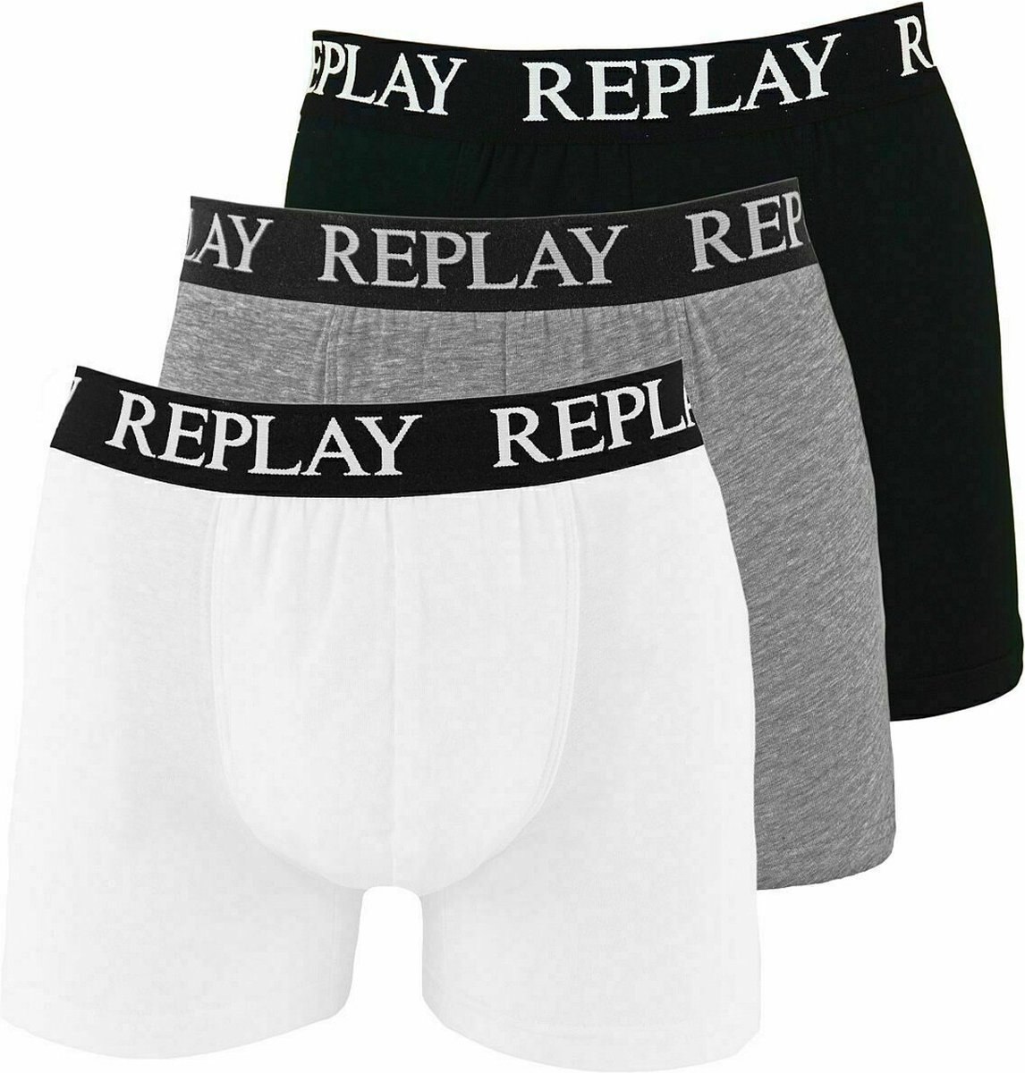 Replay - Boxer Basic Cuff Logo 3 Pack - Heren Boxershorts-XXL