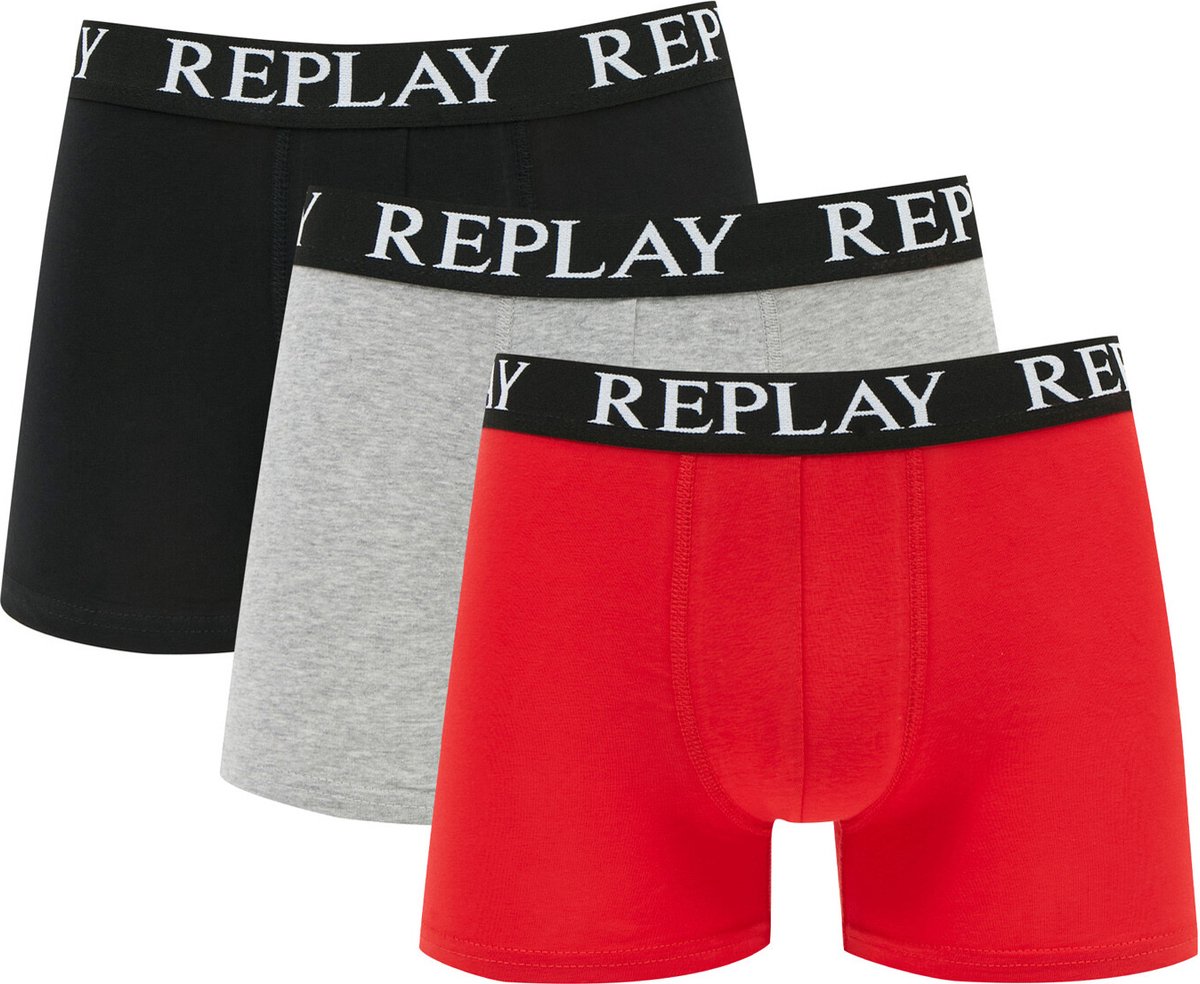 Replay - Boxer Basic Cuff Logo 3 Pack - Ondergoed Heren - XXL