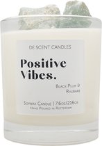 Geurkaars 'Positive Vibes' van De Scent - met edelsteen Aventurijn - geurkaars in glas - gift - kerst - met Selected+ lucifers