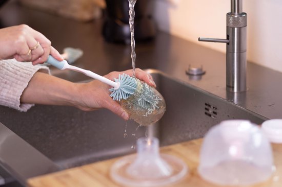 Youha® flessenborstels - Schoonmaakborstels - 3 stuks - Siliconen materiaal - Borstel voor fopspeen, buisjes, slangen en flesjes - Makkelijk schoonmaken - Spenen - Flessenreinigen - Kleur: Groen/blauw van Youha — afbeelding 2