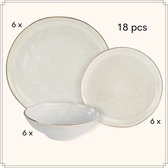 Bol.com OTIX Borden Set - 18-Delig - Dinerborden - Dessertborden - Soepkommen - 6 Persoons - Beige - Ontbijtborden - 265cm - 21c... aanbieding