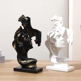 Paar standbeeld creatieve kussen sculptuur abstracte kunst paar sculptuur woondecoratie hars standbeeld decoratie romantisch standbeeld gebruikt voor huisdecoratie huwelijksgeschenk (wit)