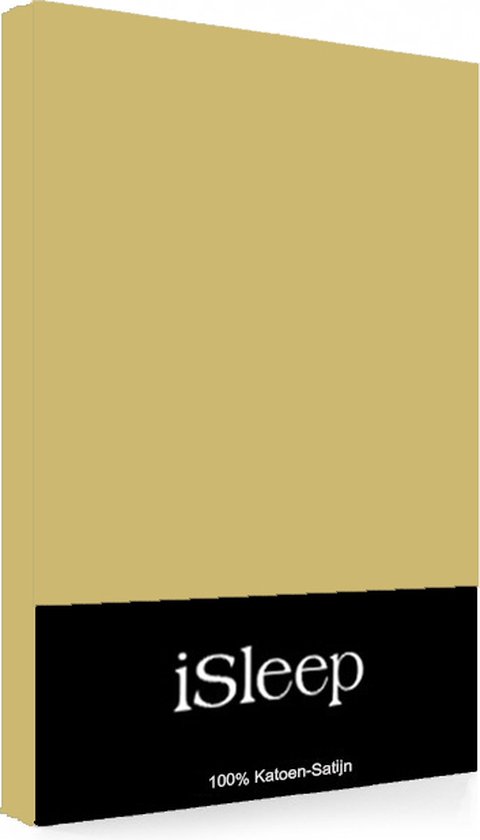 iSleep Satijn-Katoen Hoeslaken - Tweepersoons - 140x200+30 cm - Geel