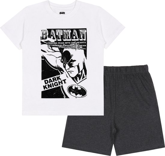 Batman - Jongens witte en grijze pyjama met korte mouwen, zomerpyjama / 146