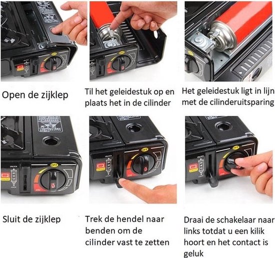 SMH LINE® Draagbaar Camping kooktoestel - Incl. Grillplaat en 4x Gasflessen van SMH LINE® — afbeelding 5