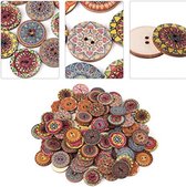 DIY Houten ronde Knopen 20mm / 2cm met kleurrijke print 50 stuks