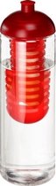Transparante drinkfles/waterfles met fruit infuser rood 850 ml - Sportfles