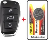 Autosleutel 3 knoppen + Batterij geschikt voor Audi / Audi sleutelbehuizing / Audi autosleutel.