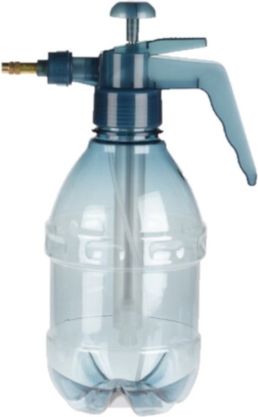 Set van 2x stuks kunststof drukspuiten/plantensproeiers blauw 1,5 L - Waterverstuivers — afbeelding 2