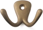 1x Luxe kapstokhaken / jashaken bronskleurig met dubbele haak - hoogwaardig aluminium / vermessingd - 4,2 x 5,0 cm - aluminium kapstokhaakjes / garderobe haakjes