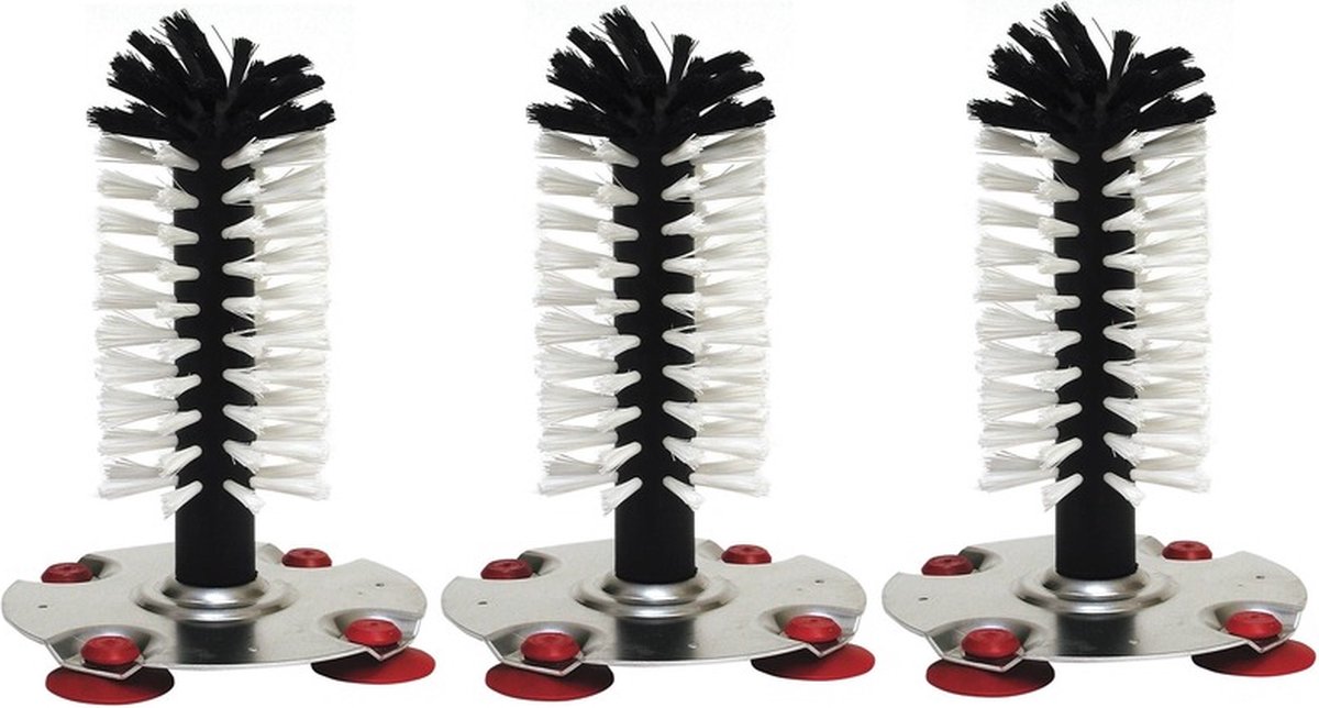 Goedkoopste Spoelborstel enkel - 3x - voor bierglazen en meer - 8 x 8 x 19 cm - zilver - professionele horeca borstel - schoonmaak accesoires