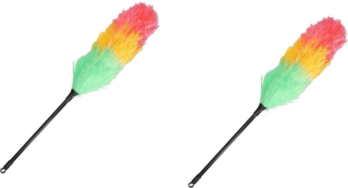 Goedkoopste 2x Plumeaus/stofborstels gekleurd 53 cm - Plumeaus/dusters statische vezels gekleurd