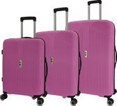 SB Travelbags 3 delige kofferset 4 dubbele wielen trolley - Roze - TSA slot