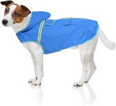 Hondenregenjas – waterdichte hondenjas met capuchon en reflectoren voor medicijnen, veilige gassigang, de speelplaats voor hond en vacature met hond (XS, blauw)