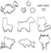 Bakken - set van 10 uitsteekvormen vrolijke dieren - RVS - koekjesvormen - vaatwasmachine bestendig