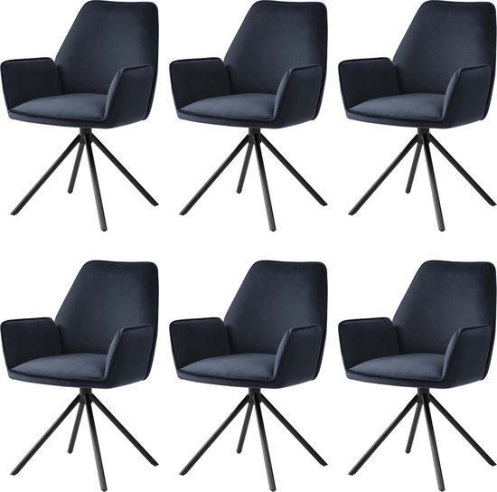 WOLTU Set van 2 draaibare eetkamerstoelen, keukenstoel, Scandinavische stijl, gevoerde zitting, PP, poten van massief hout, zwart, EZS76sz-2