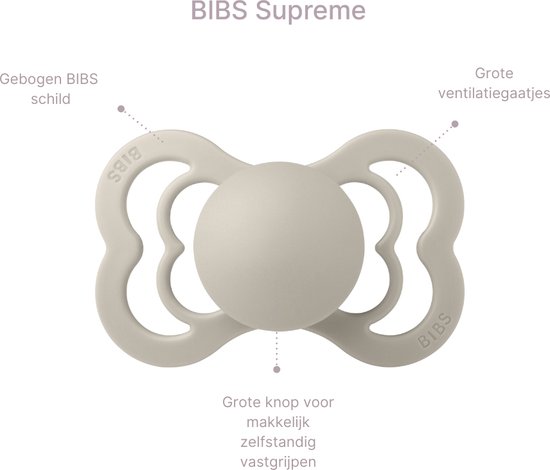 BIBS Supreme Fopspenen - Maat 1 0-6 maanden - Silicone - Vanilla - Sand - Glow in the dark Vanilla + Monkiezz speenzakje van BIBS — afbeelding 2