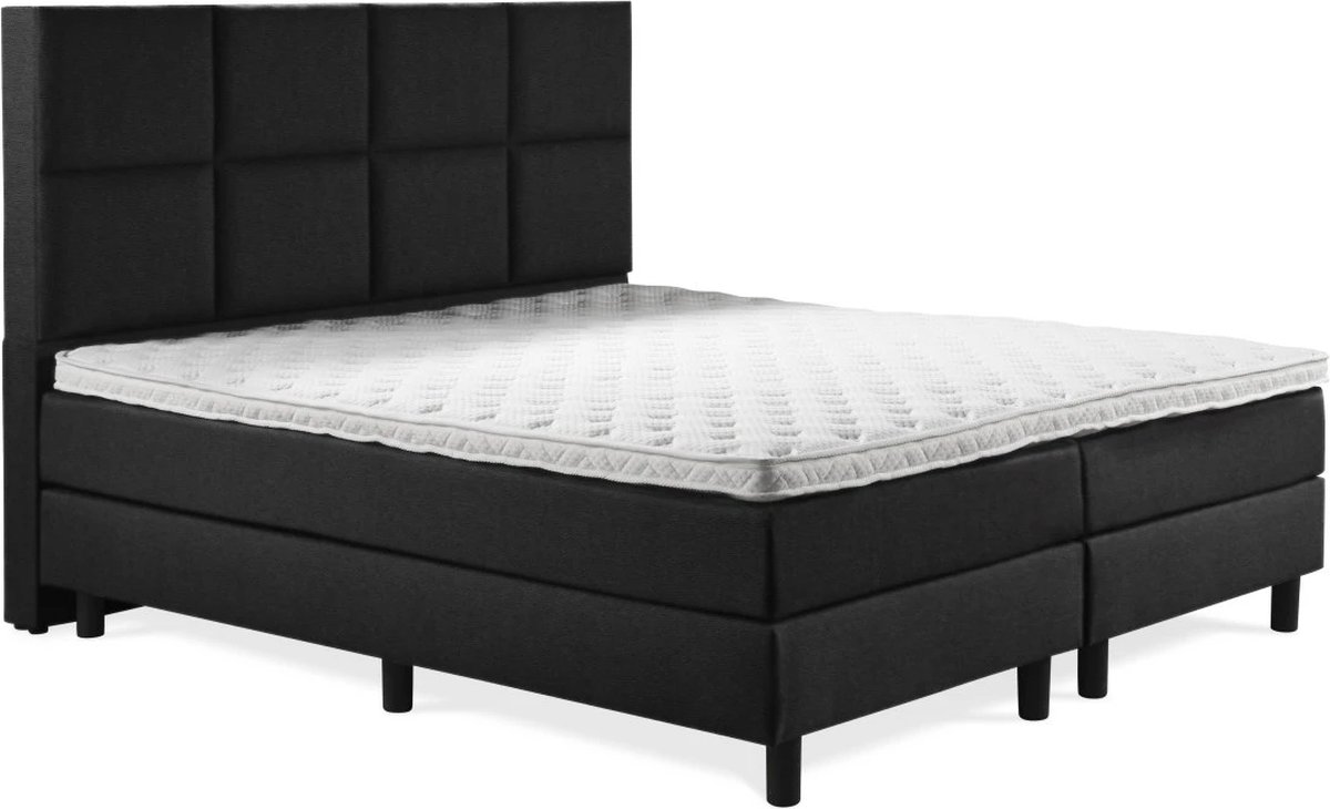 Boxspring Luxe 200x220 8 vlaks Zwart Lederlook