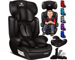 KIDIZ® Autostoeltje | Groep 1+2+3 | 9-36 kg 5-punts veiligheidsgordel, Autostoeltje, Kinderzitje, Verstelbare Hoofdsteun | Stoelverhoger 1-12 jaar, Stabiel en Veilig - Zwart