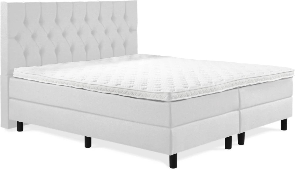 Boxspring Luxe 160x210 Capiton Wit Lederlook