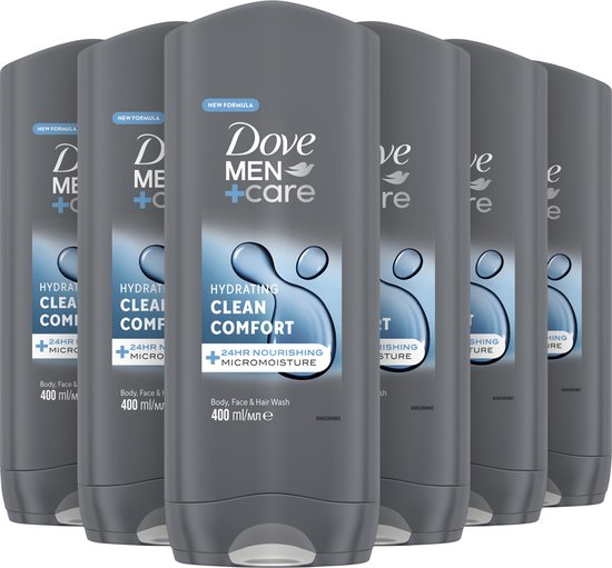 Dove Men+Care Clean Comfort 3-in-1 Douchegel - 6 x 400 ml - Voordeelverpakking