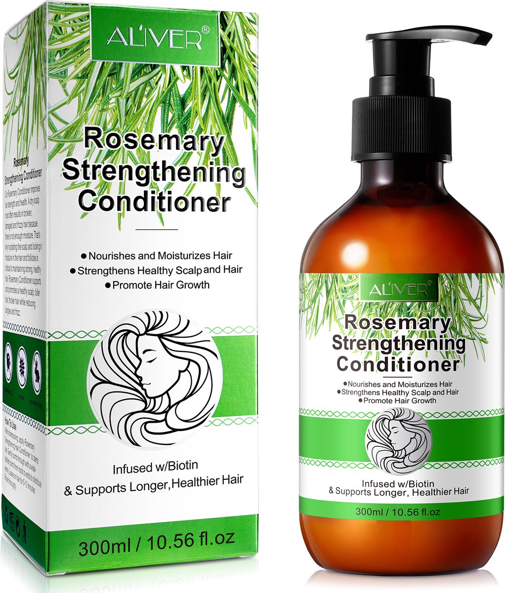 Aliver | Rozemarijn versterkende conditioner | Voedt en hydrateert het haar | Versterkt een gezonde hoofdhuid | bevordert de haargroei | 300ml