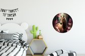 Muurstickers paard - Bloemen - Roze - Dieren - Behangsticker - Behangcirkel zelfklevend - Wandbekleding - Ronde muurdecoratie - ⌀ 30 cm - Muursticker cirkel - Plak stickers - Wall sticker