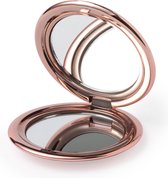 Miroir - Miroir de Maquillage - Mini miroir de poche - Miroir de voyage - Miroir de sac - Grossissant x2 - 6,4 cm - Rose Métallisé
