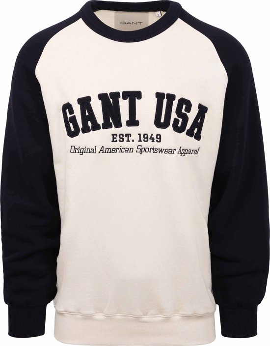 Gant - USA Sweater Off-white - Heren - Maat M - Regular-fit