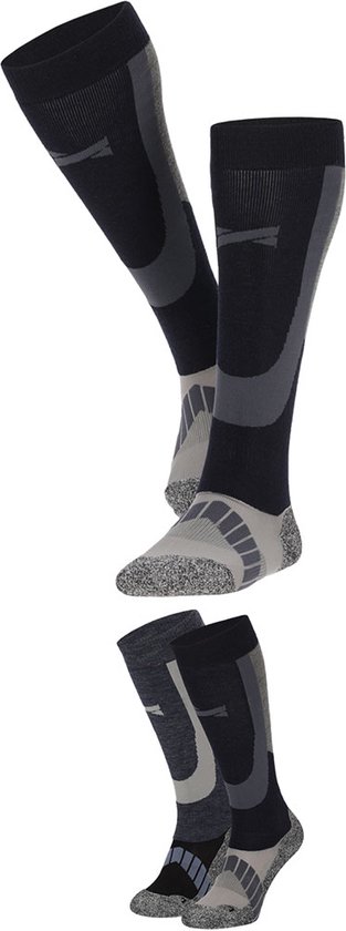 Xtreme - Chaussettes de ski unisexes - Paquet de 4 - Multi Navy - Taille 42/45 - Chaussettes de ski femme - Chaussettes de ski homme