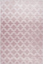 Vloerkleed, laagpolig Marokkaans patroon, zijdeachtige glans, dun, zacht, voor woonkamer, slaapkamer, loper met antislip, kleur: roze, maat: 120 x 170 cm
