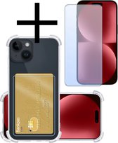 Coque pour iPhone 15 Plus , étui Transparent, résistant aux chocs, porte-cartes avec protecteur d'écran