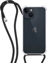 Coque pour iPhone 15, transparente, avec cordon de téléphone, résistante aux chocs