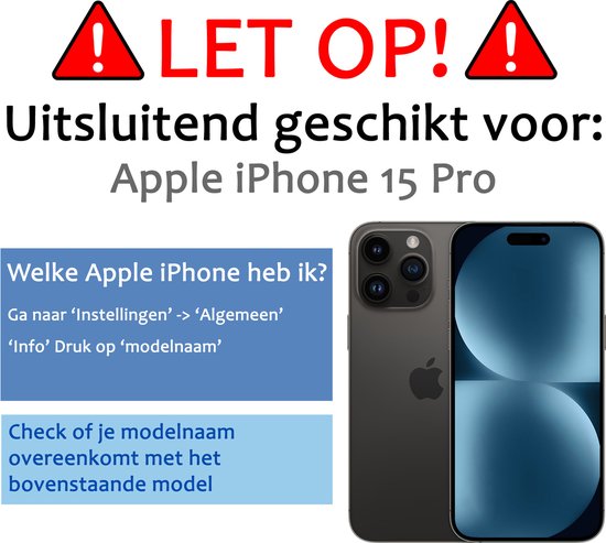 Waarschuwing: Alleen geschikt voor Apple iPhone 15 Pro. Instructies om model te controleren.