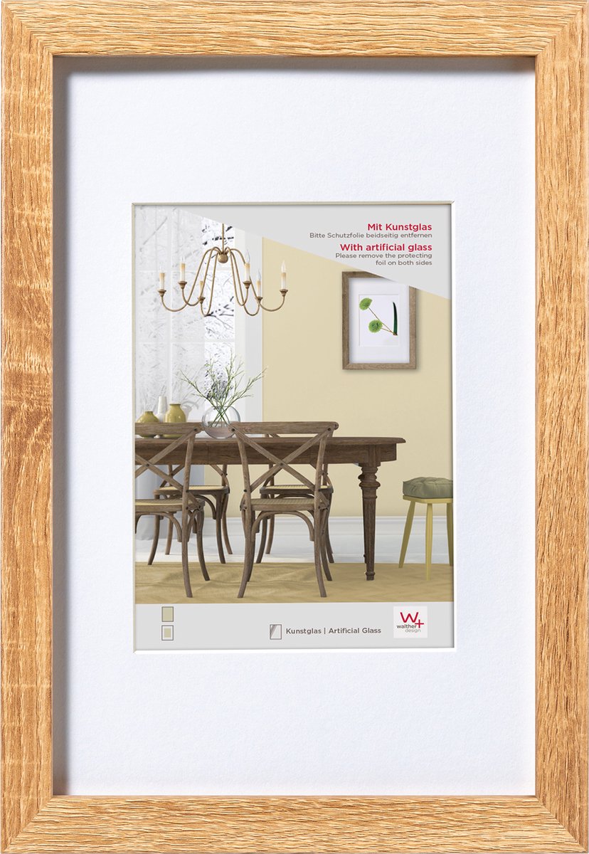 Walther Fiorito - MDF Houten lijst - Fotoformaat 40x60 cm - Kunstglas - Licht Eiken Lichte eik