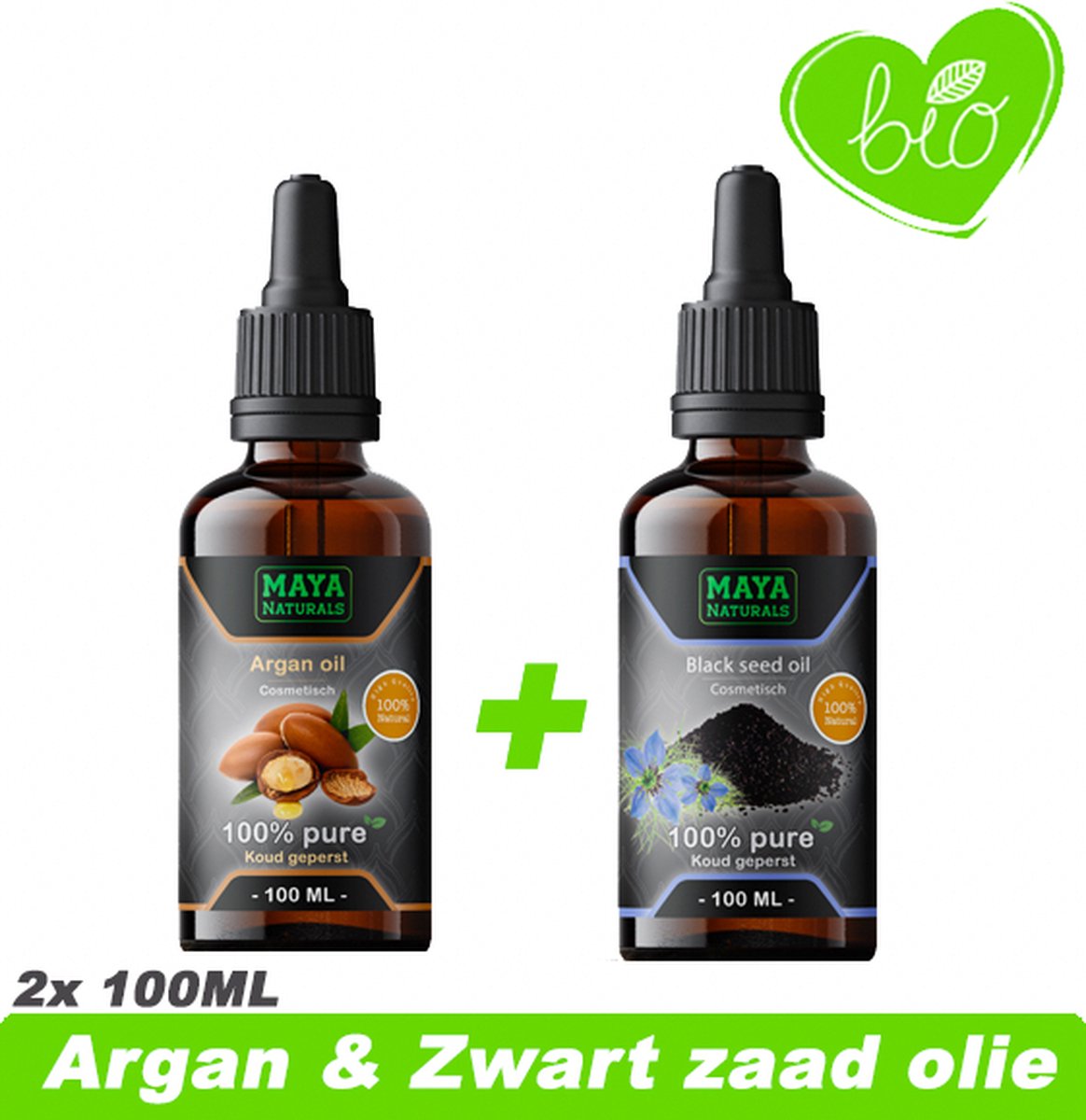 Natuurlijke Black Seed Oil & Marokkaanse Argan olie 100ml | 100% Puur & Onbewerkt EU Bio keurmerk | Zwartzaadolie | Zwarte Zaad Olie | Zwarte Komijnolie | Nigella Sativa Olie