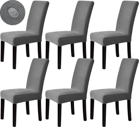 Set de 6 housses de Housses de siège extensibles pour chaises à bascule, chaises de salle à manger, housses de protection décoratives bi-élastiques pour hôtel, mariage, banquet, cuisine, restaurant, fête, bureau (gris)