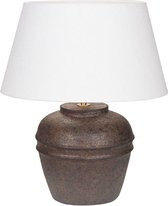 Tafellamp Mini Hampton | 1 lichts | bruin / creme | keramiek / stof | Ø 25 cm | 43 cm hoog | landelijk / klassiek / sfeervol design