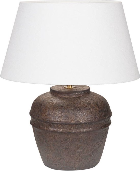 Lampe de table Mini Hampton | 1 lumière | marron / crème | céramique/tissu | Ø 25 cm | 43 cm de hauteur | rural / classique / design attrayant