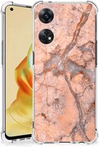 Mobiel Hoesje Geschikt voor OPPO Reno8 T 4G Telefoon Hoesje met doorzichtige rand Marmer Oranje