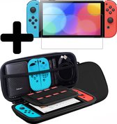 Hoes Geschikt voor Nintendo Switch OLED Case Hoesje Met Screenprotector - Bescherm Hoes Geschikt voor Nintendo Switch OLED Hoes Hard Cover - Zwart