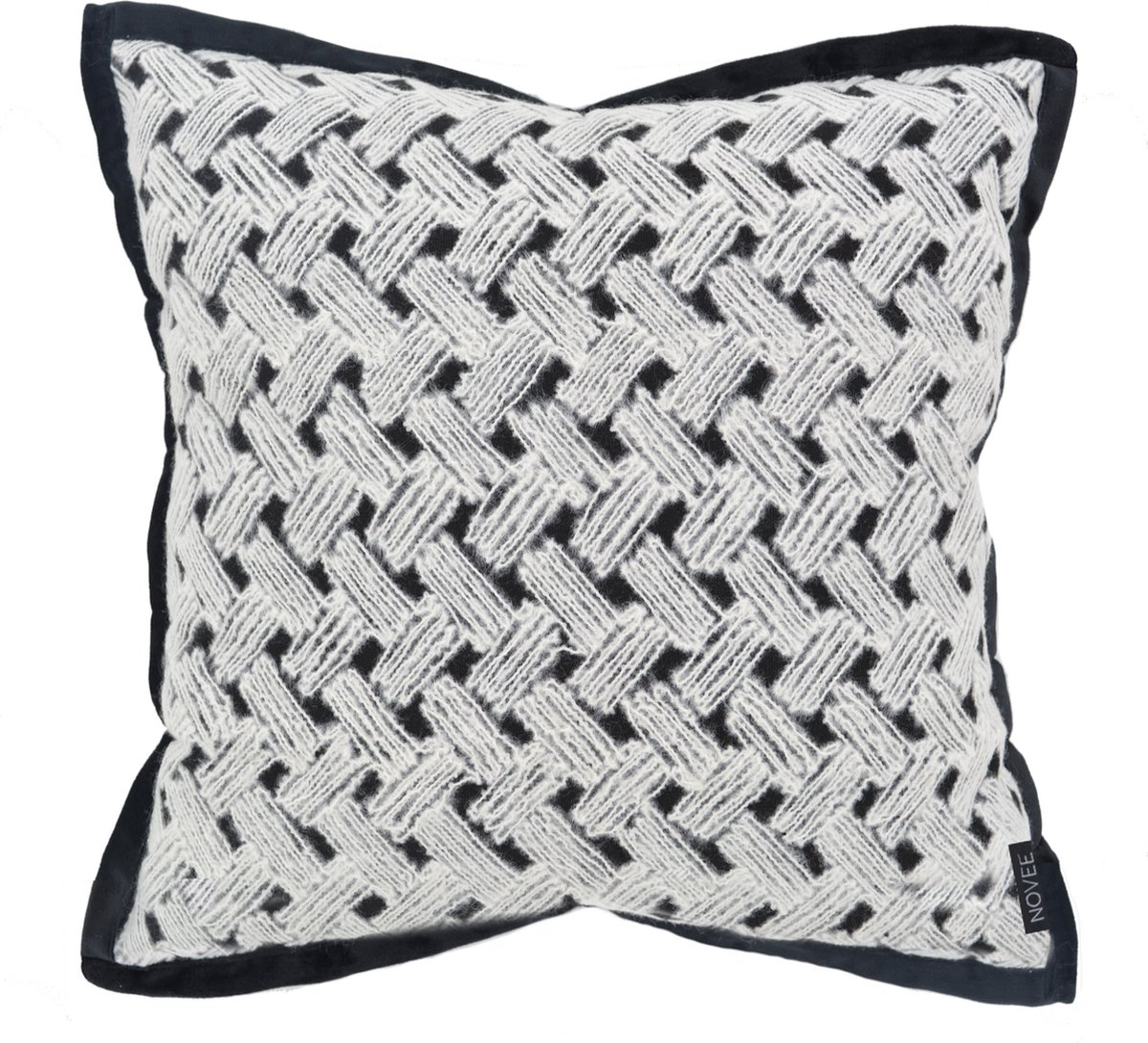 NOVÉE Nordic Braid Kussenhoes | 45 x 45 cm | Velvet / Polyester Zwart