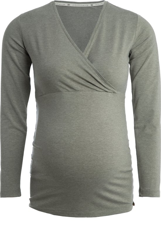 Baby's Only Zwangerschapstop lange mouw Glow - Zwangerschapsshirt gemaakt uit 96% viscose en 4% elastaan - Longsleeve shirt dames met voedingsfunctie - Urban Green - L