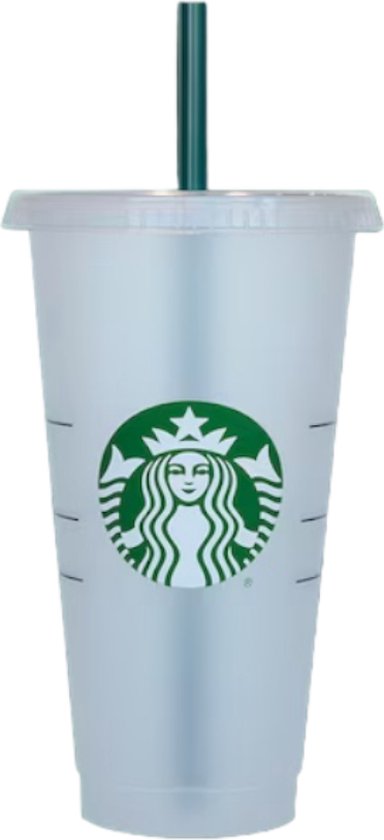 Starbucks Beker - Doorzichtig Drinkbeker - Met Rietje en Deksel - Herbruikbaar- ijskoffie beker - Milkshake beker - Tumbler - Cup