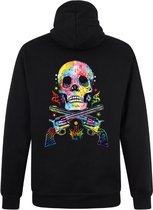 Zwarte Neon Sweater Trui Skull & Guns M