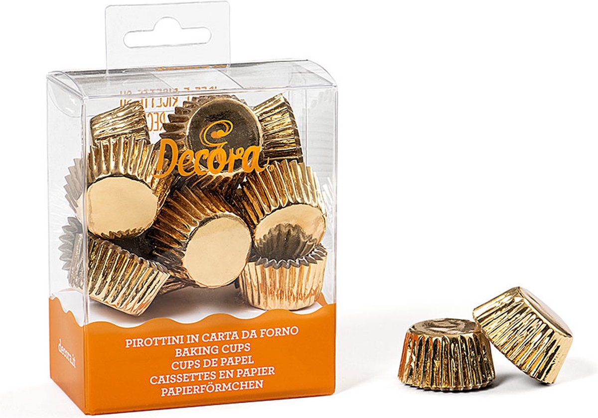 Decora 0339792, Cupcake-/muffinkoppen, Rond, 220 °C, Goud, Papier, 17 mm