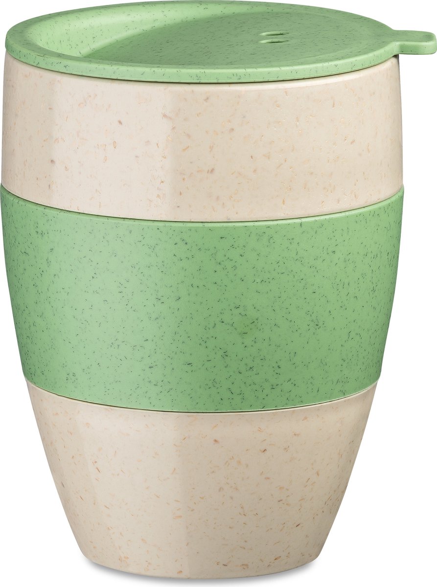 Herbruikbare Koffiebeker, 0.4 L, Natuur Blad Groen, Organic Bio-Circular - Koziol | Aroma To Go 2.0